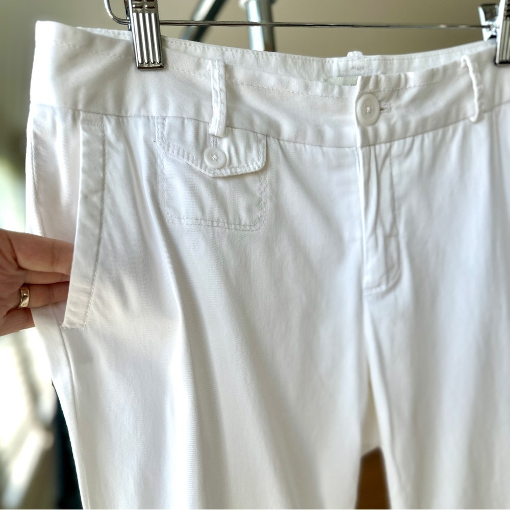 Banana Republic Ryan Fit Cream Trousers, straight leg, mid-rise, stretch cotton
